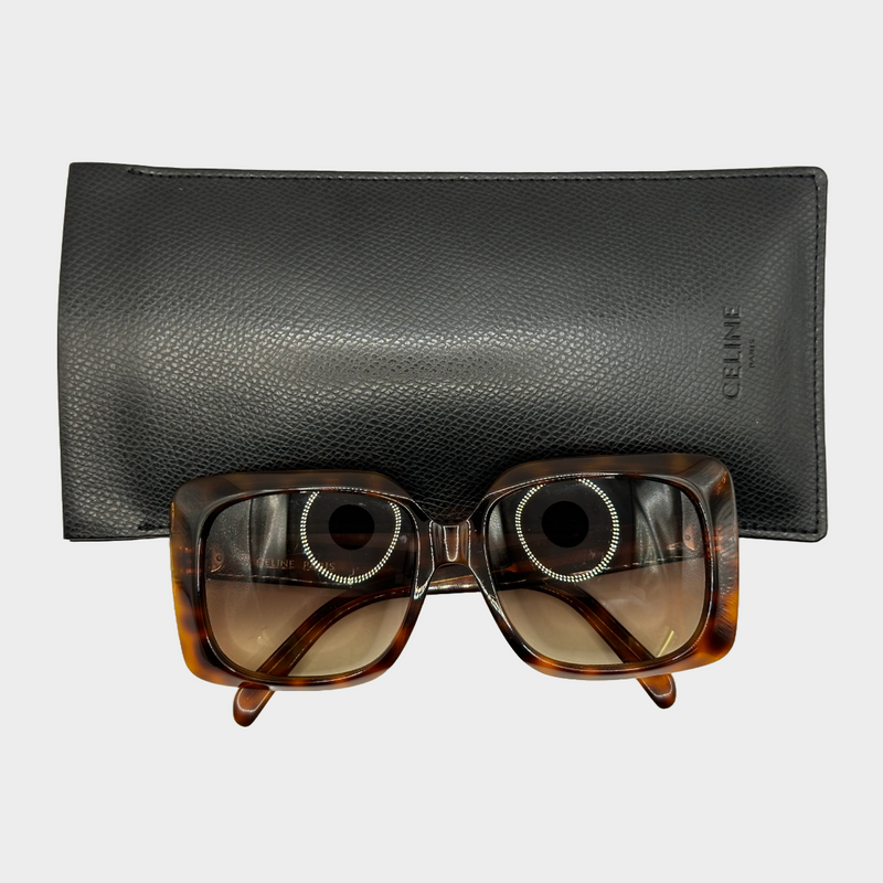 Celine women's brown tortoiseshell square sunglasses
