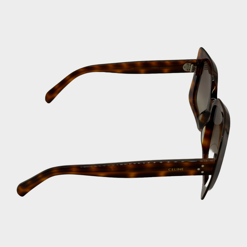 Celine women's brown tortoiseshell square sunglasses