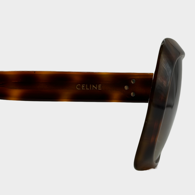 Celine women's brown tortoiseshell square sunglasses