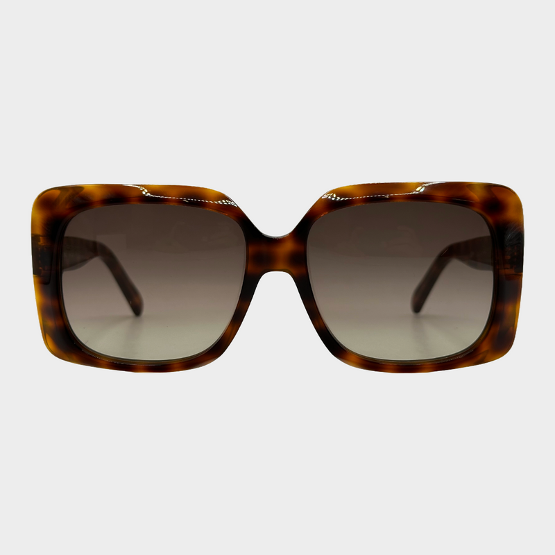 Celine women's brown tortoiseshell square sunglasses