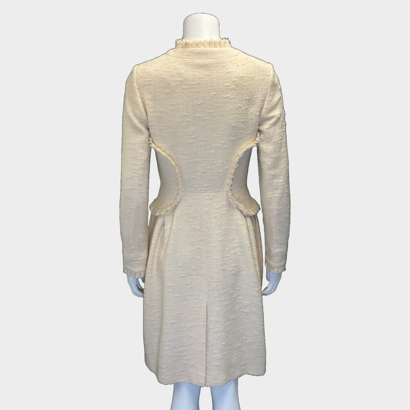 Fendi ecru tweed zipped coat style dress