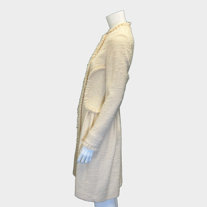 Fendi ecru tweed zipped coat style dress