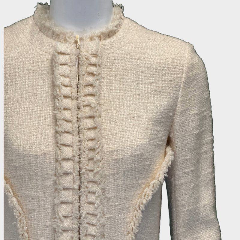 Fendi ecru tweed zipped coat style dress