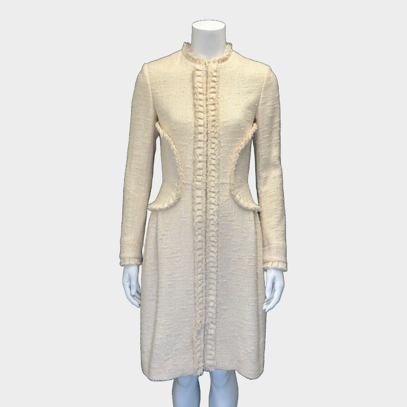Fendi ecru tweed zipped coat style dress