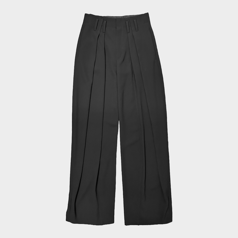 Chloe women's black triacetate wide-leg double pleated trousers