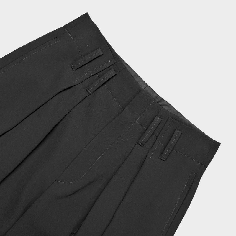 Chloe women's black triacetate wide-leg double pleated trousers