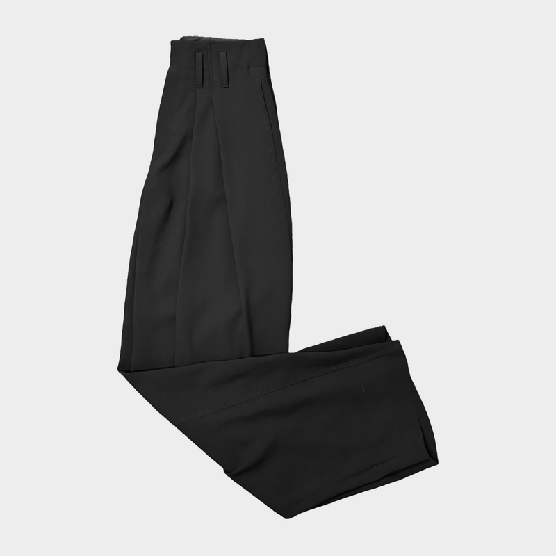 Chloe women's black triacetate wide-leg double pleated trousers
