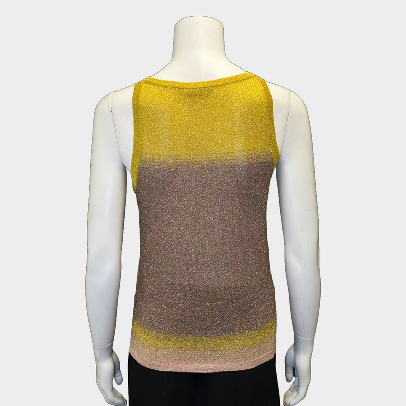 MISSONI women's yellow and gold metallic viscose sleeveless top