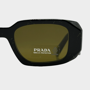 Prada black and yellow marble effect acetate sunglasses