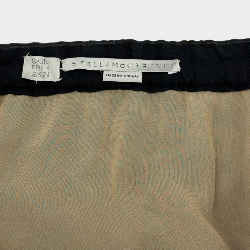 STELLA McCARTNEY black animal print vegan-leather/mesh double layer long skirt