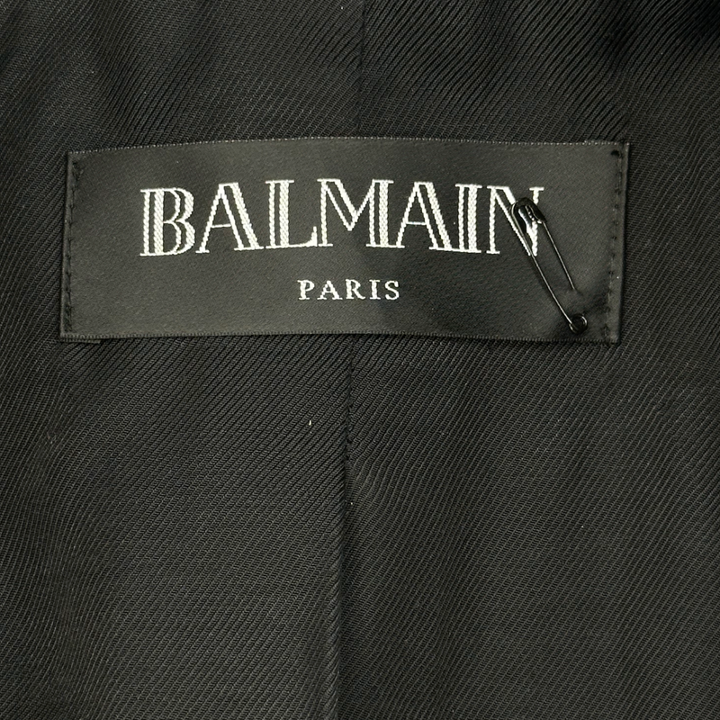 Balmain women's black sequinned coat with gold tone buttons