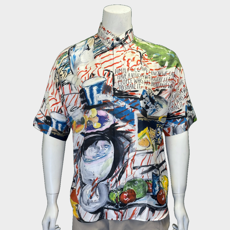 Dior x Michel Basquiat men's multicoloured silk shirt
