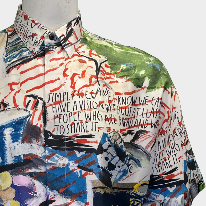 Dior x Michel Basquiat men's multicoloured silk shirt