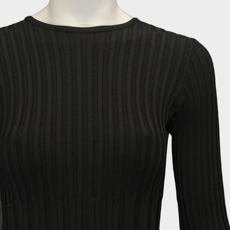 Balmain women's black ribbed viscose long-sleeved bodysuit