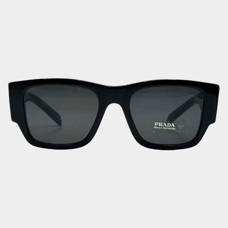 Prada black acetate sunglasses with side logo detail
