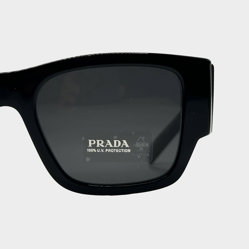 Prada black acetate sunglasses with side logo detail