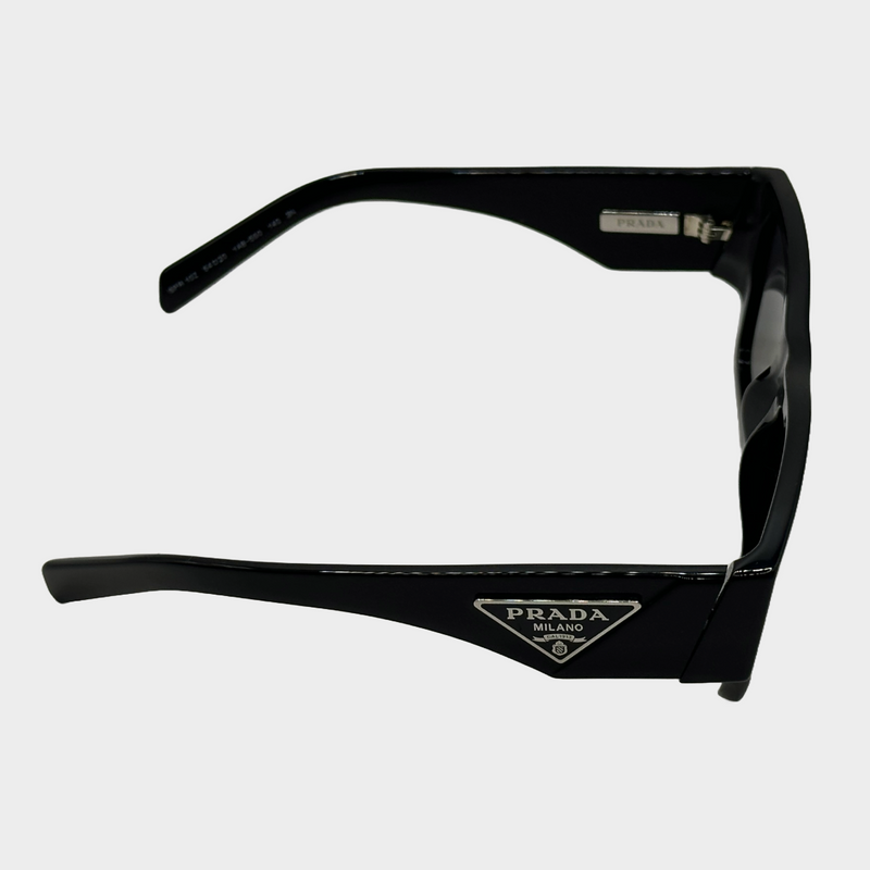 Prada black acetate sunglasses with side logo detail