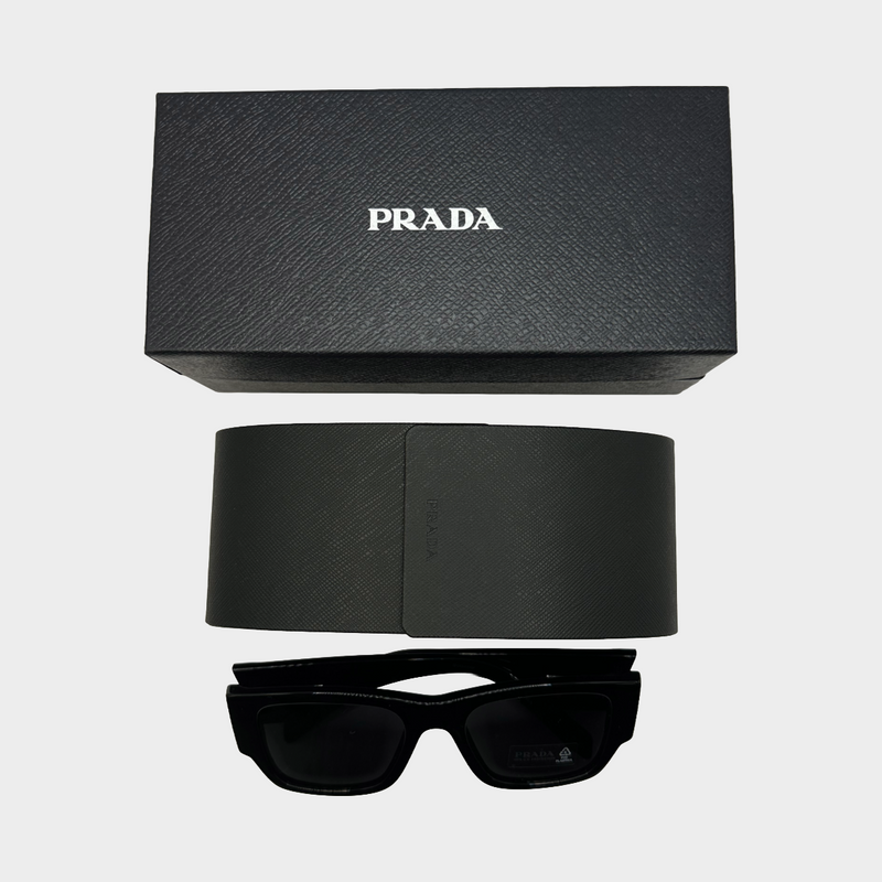 Prada black acetate sunglasses with side logo detail