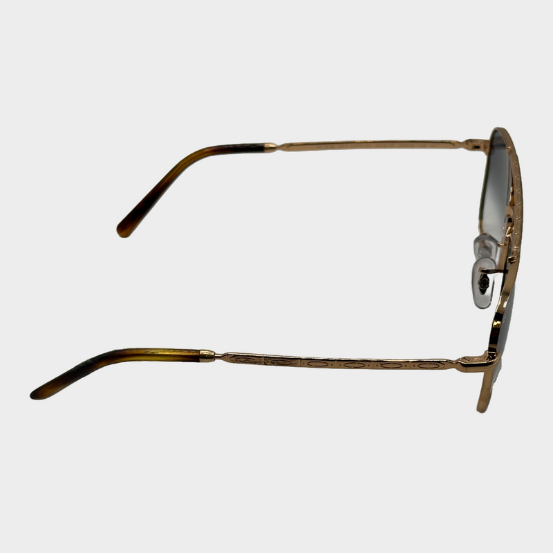 Ray-Ban rose gold metal sunglasses with faded blue tinted lenses