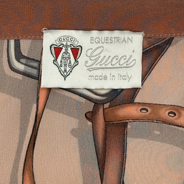 Gucci women's nude and pink vintage horsebit print silk
