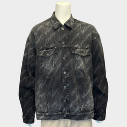 Balenciaga men's dark grey logo print denim jacket