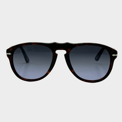 Persol men's dark brown mottled tortoiseshell pilot shaped sunglasses