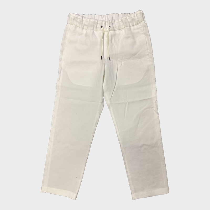 Giorgio Armani men's white linen elasticated trousers