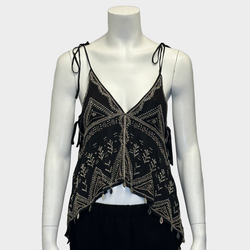Isabel Marant women's black silk beaded strappy top