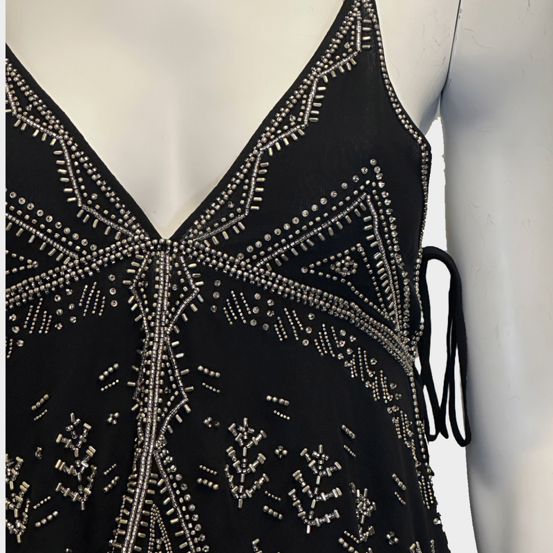 Isabel Marant women's black silk beaded strappy top
