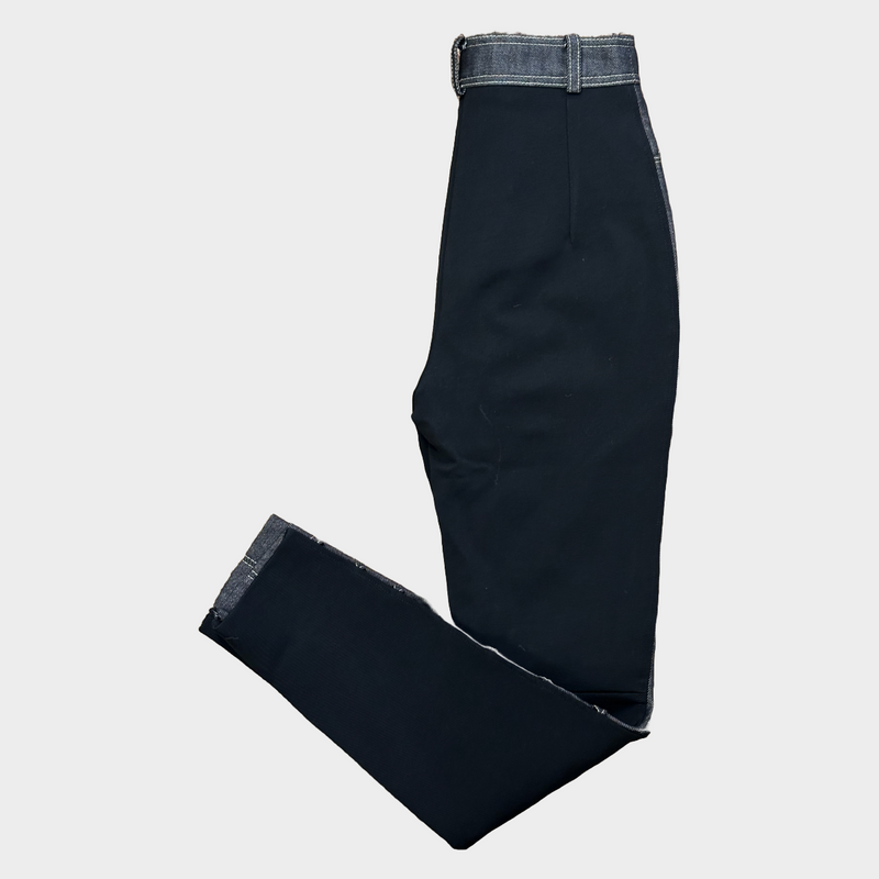 David Koma women's black cotton and denim panelled cut-out jeans