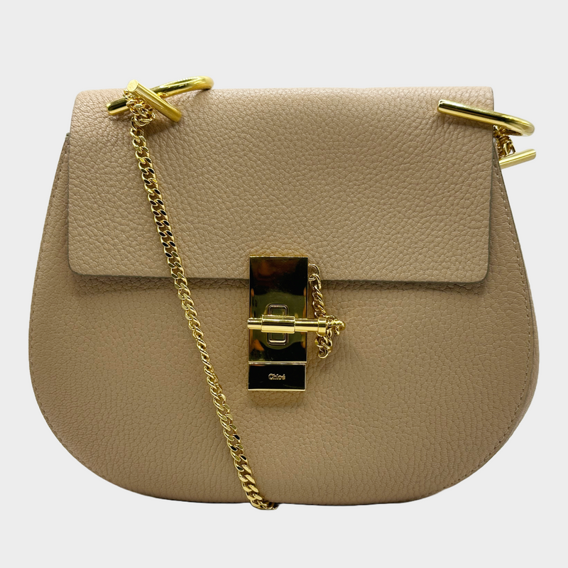 CHLOÉ women's pink grained leather drew crossbody bag