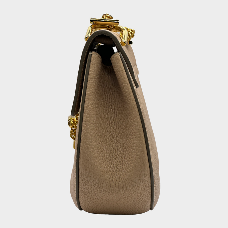 CHLOÉ women's pink grained leather drew crossbody bag