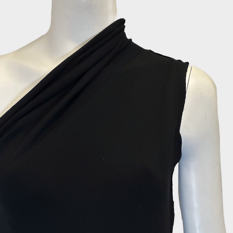 Rick Owens women's black knitted asymmetrical tube maxi dress