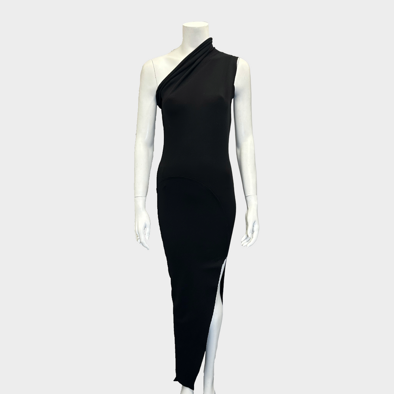 Rick Owens women's black knitted asymmetrical tube maxi dress