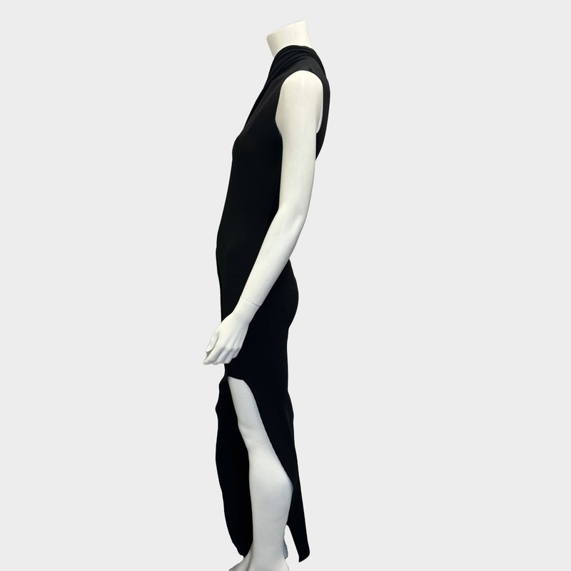 Rick Owens women's black knitted asymmetrical tube maxi dress