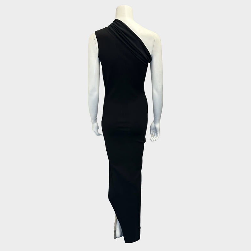 Rick Owens women's black knitted asymmetrical tube maxi dress