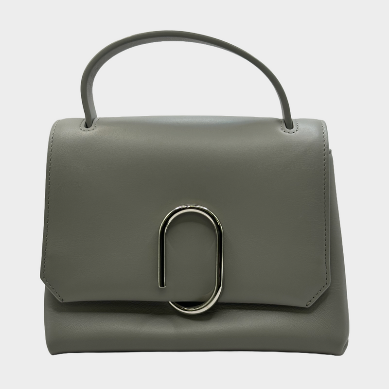 3.1 Philip Lim women's grey leather handbag with metal swirl buckle