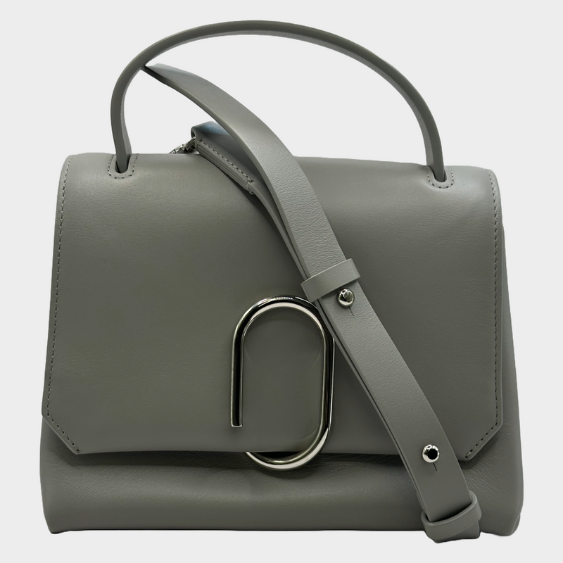 3.1 Philip Lim women's grey leather handbag with metal swirl buckle