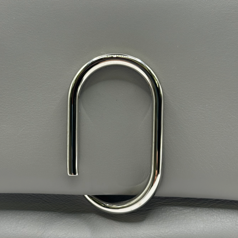 3.1 Philip Lim women's grey leather handbag with metal swirl buckle