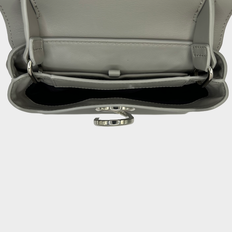 3.1 Philip Lim women's grey leather handbag with metal swirl buckle