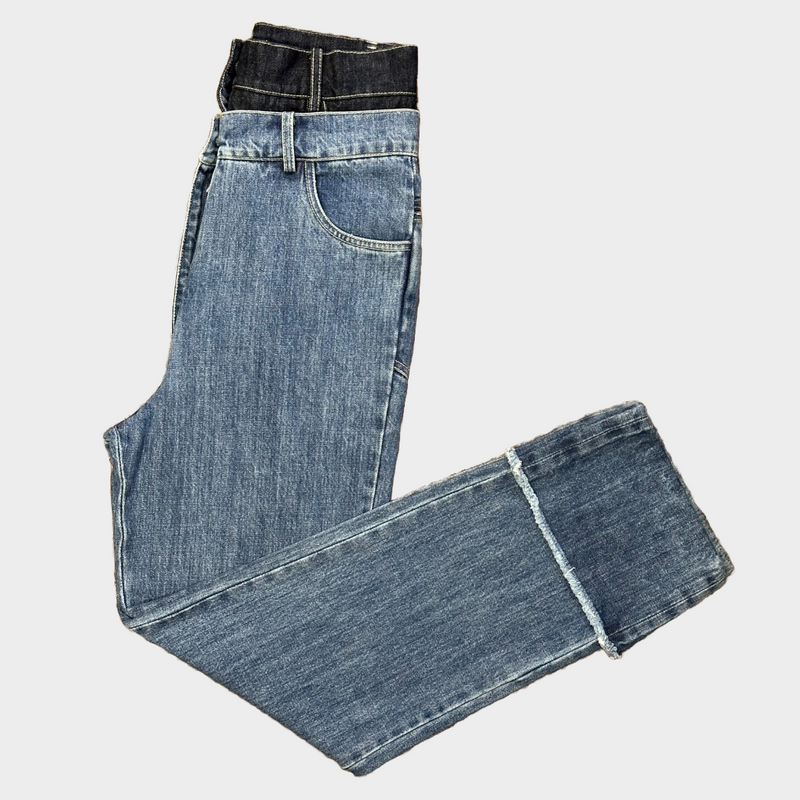 ROKH women’s blue denim double waist cut-out jeans