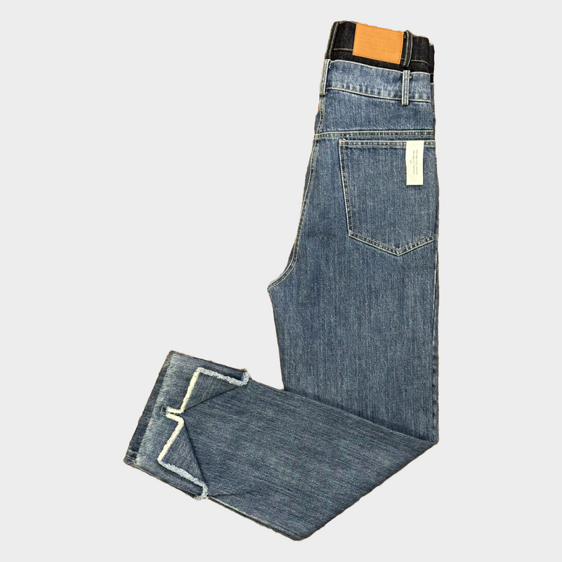 ROKH women’s blue denim double waist cut-out jeans