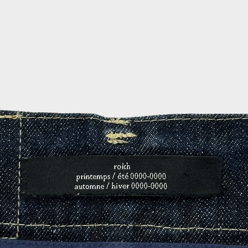 ROKH women’s blue denim double waist cut-out jeans