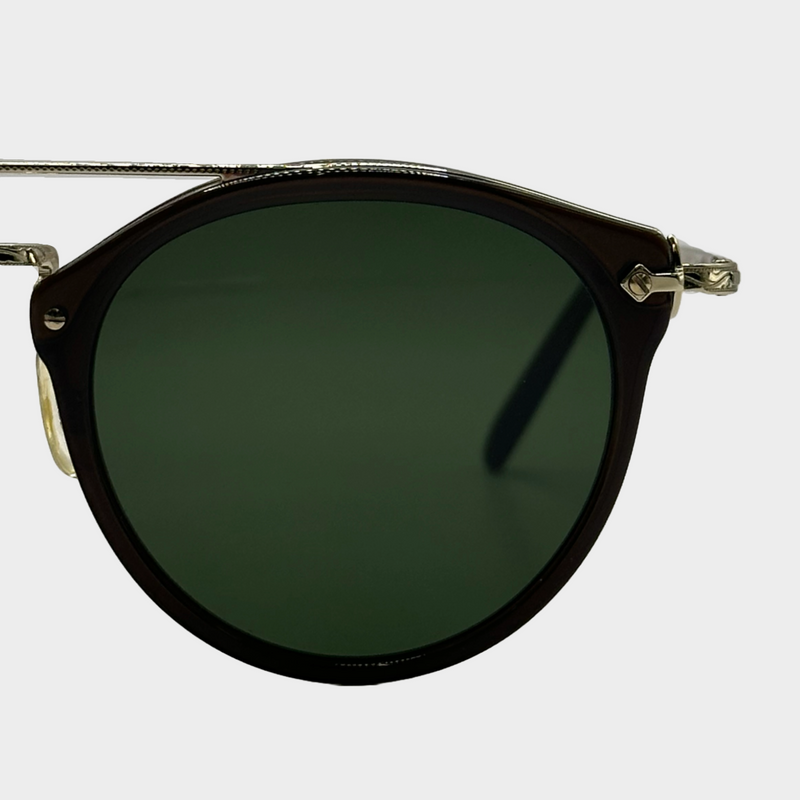 Oliver Peoples women's black rim sunglasses with gold-tone hardware