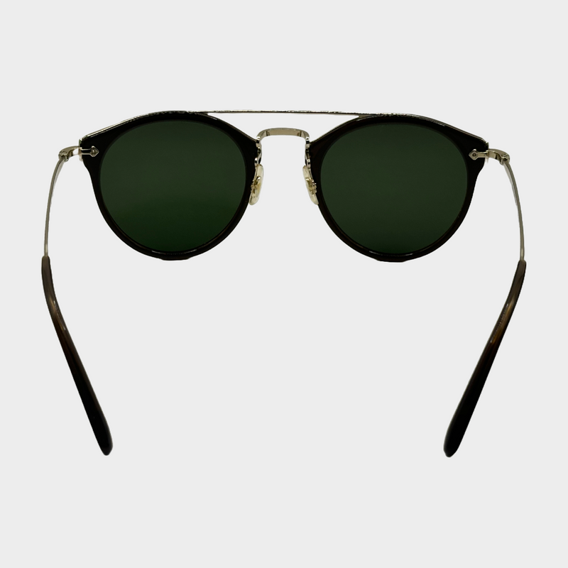 Oliver Peoples women's black rim sunglasses with gold-tone hardware