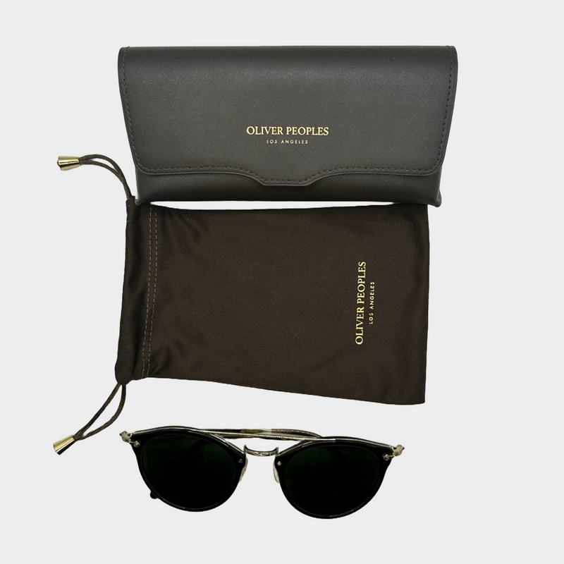 Oliver Peoples women's black rim sunglasses with gold-tone hardware