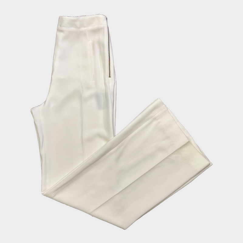 Roland Mouret women's white viscose straight trousers