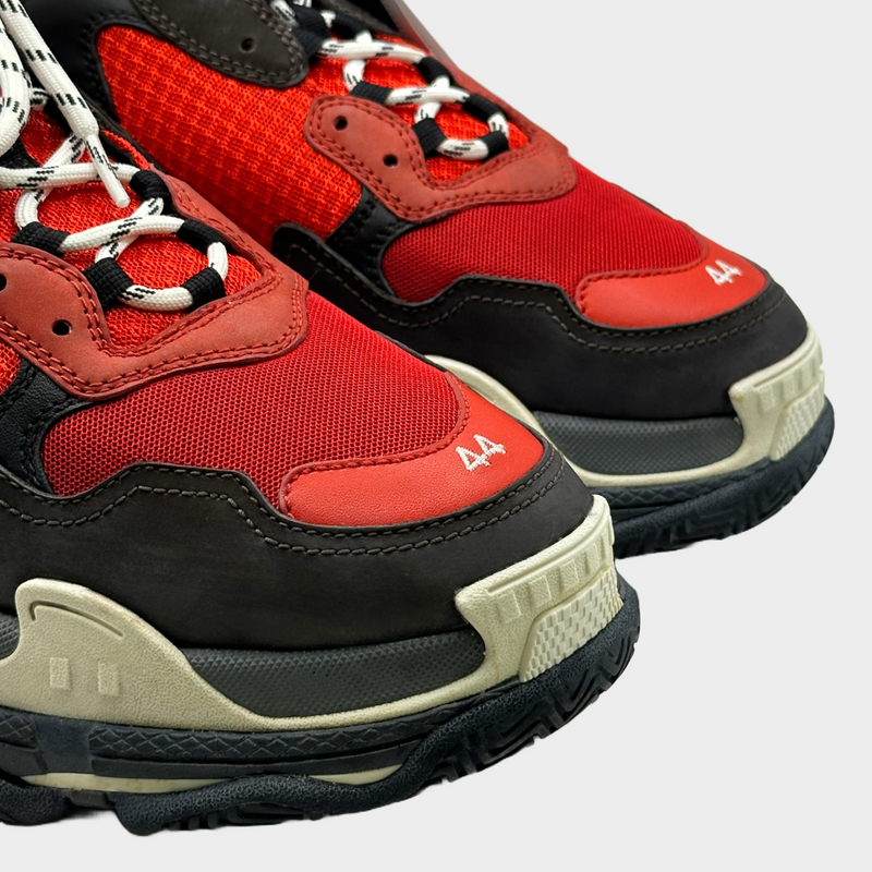 Balenciaga men's red and grey Triple S sneakers