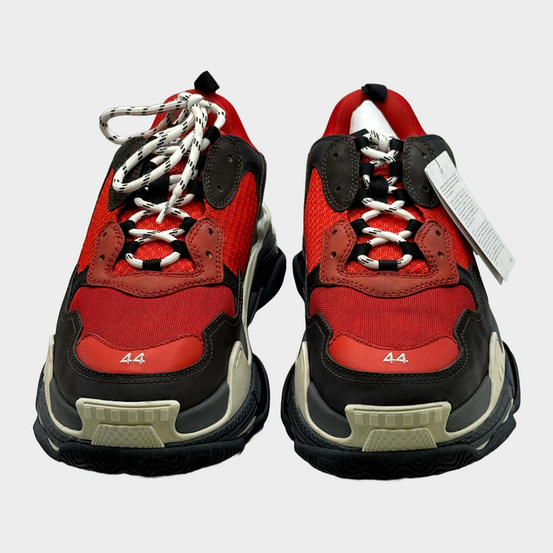 Balenciaga men's red and grey Triple S sneakers