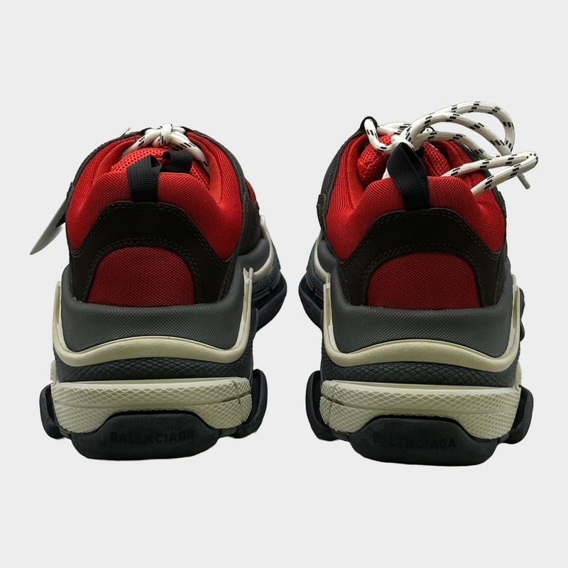 Balenciaga men's red and grey Triple S sneakers